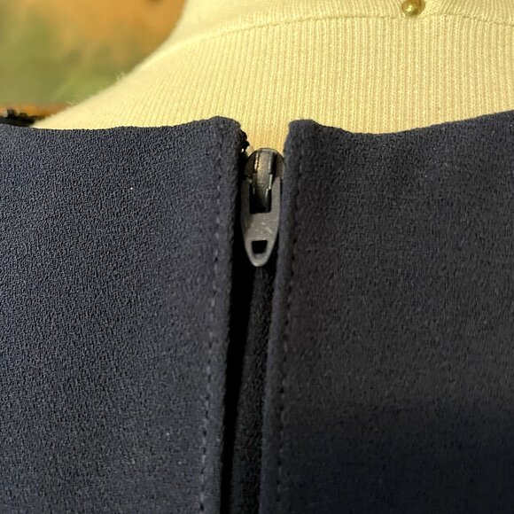 90s Vintage Ursula of Switzerland Midnight Blue Sheath Dress with Rhinestones 12 - Picture 5 of 10